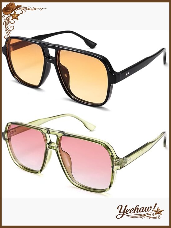 Oversized Retro 70s Square Frame Sunglasses for Men Women main image 5